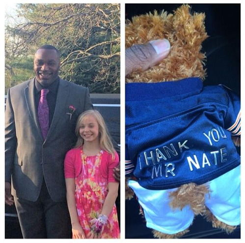 5.) Chicago Bears defensive tackle Nate Collins took his young fan Nadia, who lost her father to cancer, to her “Daddy Daughter” dance. Collins said they danced so much that his feet hurt the next morning--and that’s coming from a guy whose feet are used to pounding the gridiron!