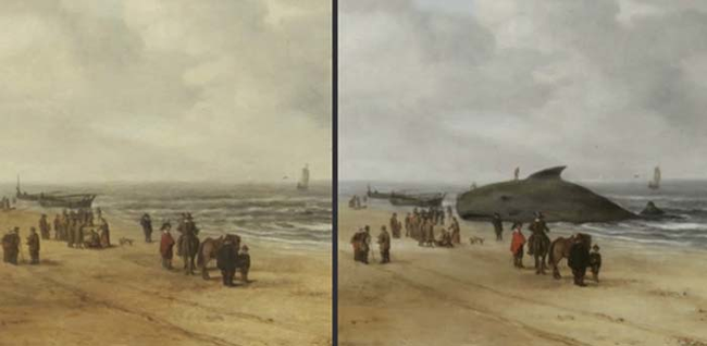 1.) The Whale in Hendrick Van Anthonissen's "Beach Scene."