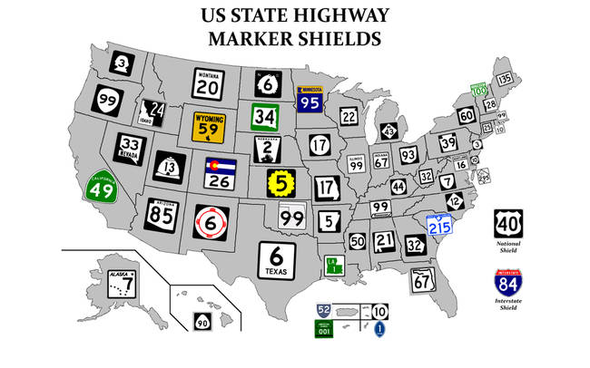 18.) Highways signs by state.