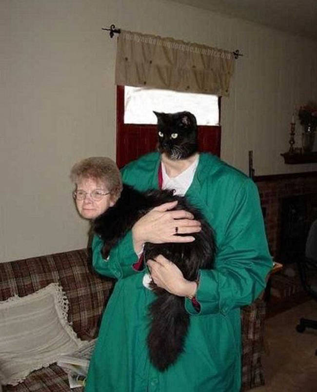 11.) Grandma and the cat got a little too close.