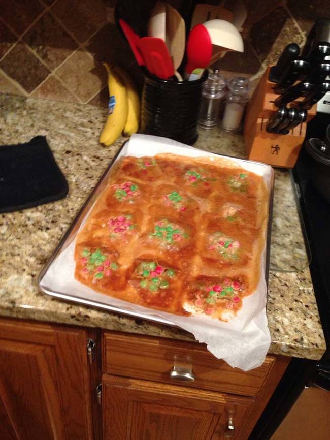 They're barely cookies at all. This is what happens when you put in powdered sugar instead flour.