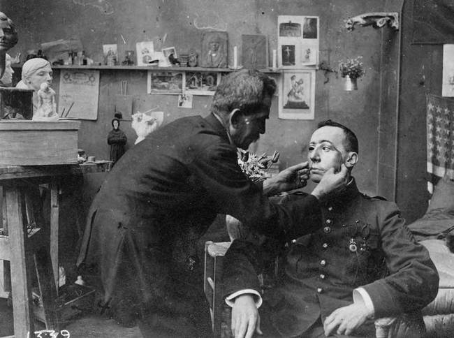 5. In 1918, a French soldier whose face was mutilated in World War One had to be fitted with a prosthetic mask.