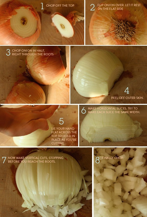 Onions: Gets the job done quicker and cuts back on tears.