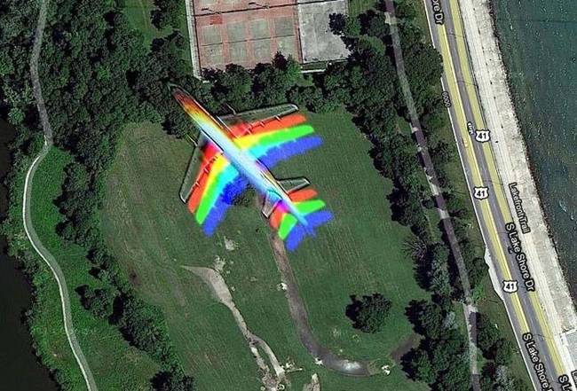 Google Maps glitching out when a plane flies by.