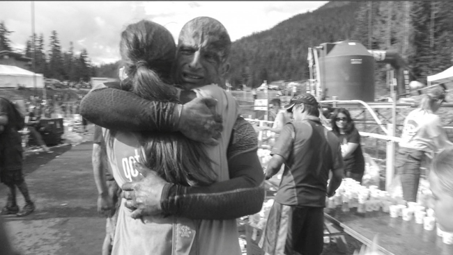 Here he is hugging Shelley Hunt, co-founder of <a href="https://www.becauseicanproject.com/" target="_blank">Because I Can Project</a>, at the finish line.