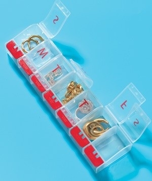 1.) Don't lose your jewelry! Organize everything small in a pill case.