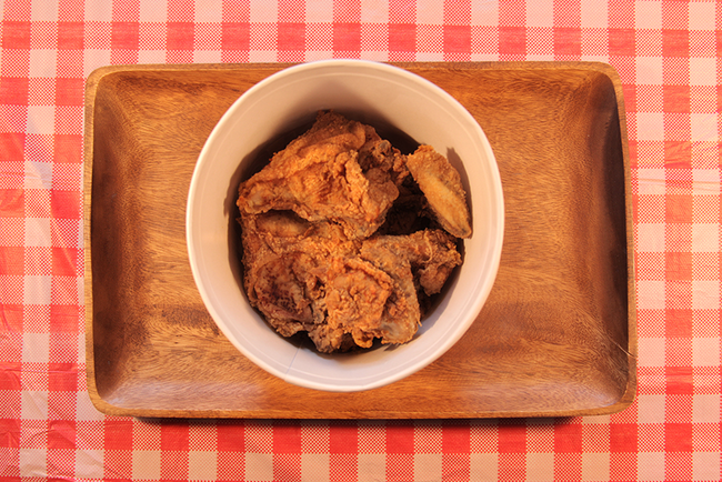 She started with an ordinary 8-piece bucket of chicken.