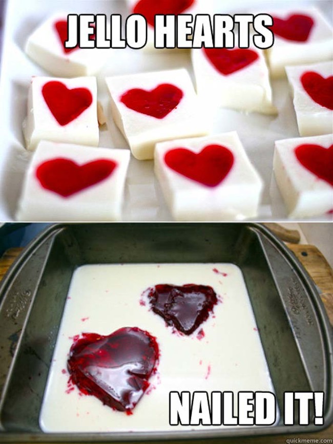 These Jell-O hearts look more gruesome than romantic.