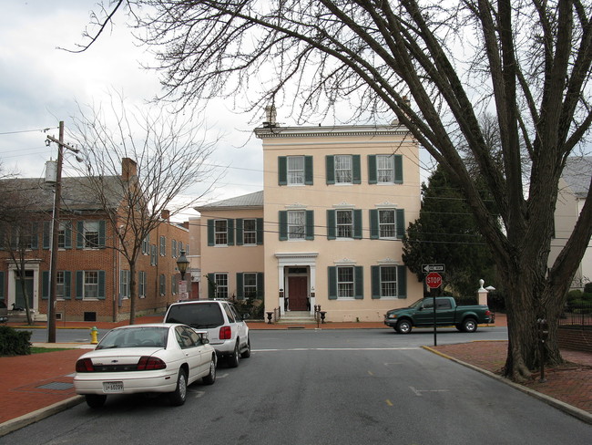 John Tyler, the first American-physician to perform a cataract operation, constructed this building to spite this city of Frederick, Maryland, when they wanted to build a road directly through his plot of land.