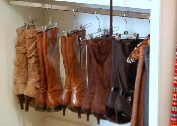 18.) Pants hangers can also be used on boots.