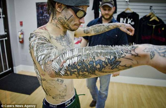 "We decided to not just beat the record...but to destroy it," said Foxx. The previous record was a still-impressive 3,900 surgical needle piercings done over 7 hours in 2011.