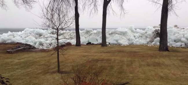 While the water behaves nearly the same as a tsunami, it's moving in comparatively slow motion. Most ice shoves never cause any major damage, although they are known to sometimes knock down trees or destroy docks.