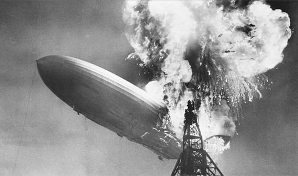 18. Filling the Hindenburg with hydrogen.