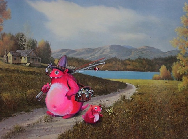 4. Pink Monsters Returning From a Fishing Trip