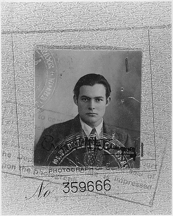 Ernest Hemingway's striking passport photo (1923).