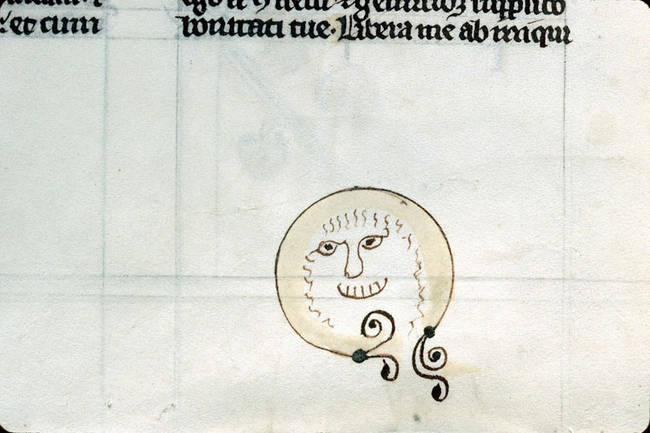 A medieval smiley face. The book itself was written in the 1200s, but the doodle is from one to two hundred years later.