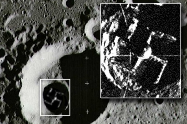 5.) Moon Nazis: This leaked photo from the Cassiopeia probe made conspiracy theorists drool over their spools of red yarn. The agreed upon theory is that the Nazis secretly established a space program and this structure holds the frozen head of Hitler. The moon Nazis shall one day return with their revitalized leader and attack.