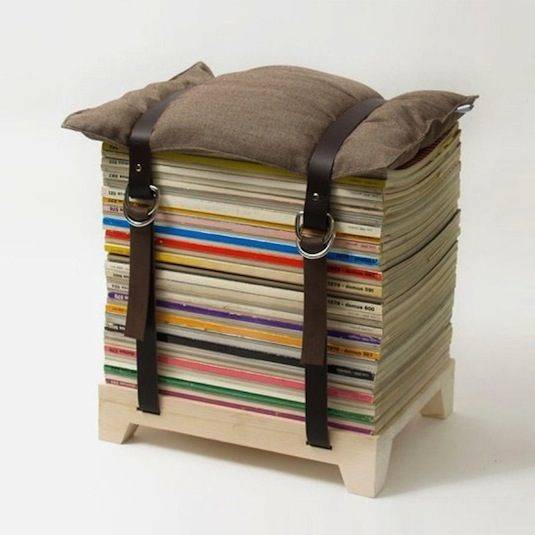 15.) Stack old magazines and use them as a stool or ottoman.