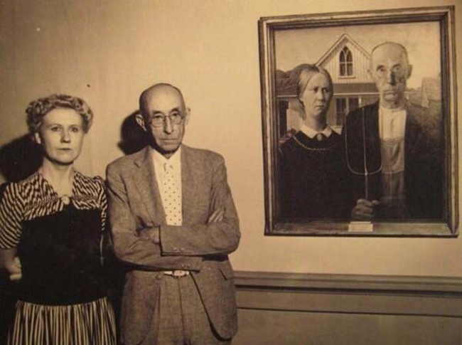 24.) The models of the "American Gothic" painting.