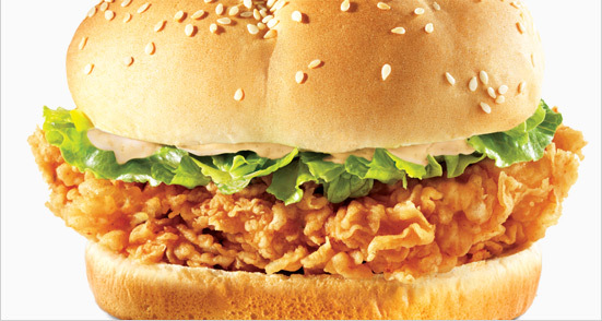 KFC Double Crunch Sandwich - 360 Calories, 4g of Fat, 27g of Protein.