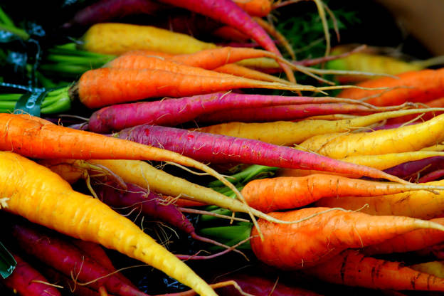 Different colored carrots.