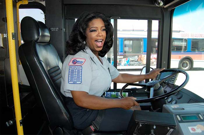 8.) Oprah Winfrey as a bus driver. Net worth: $2.9 billion.