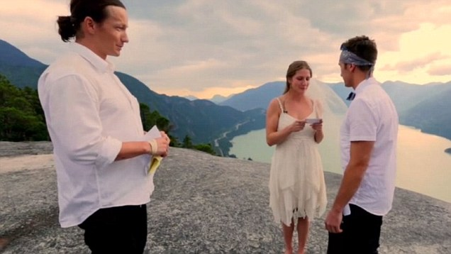 All together, the couple spent £7,000 on the wedding, which included a wedding dress suitable for rock climbing.