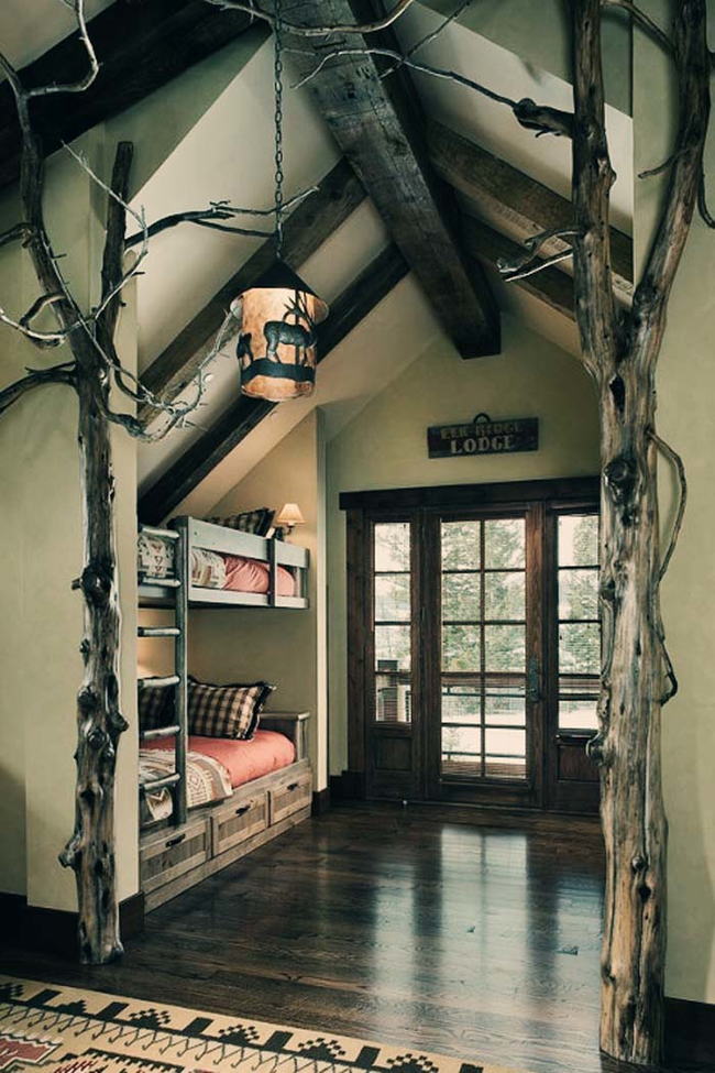 Rustic bunk beds.