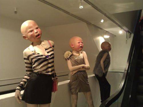 18.) What's creepier than regular mannequins? Mannequins with baby heads.