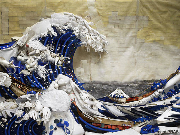 A recreation of <i>The Great Wave Off Kanagawa</i> by Hokusai