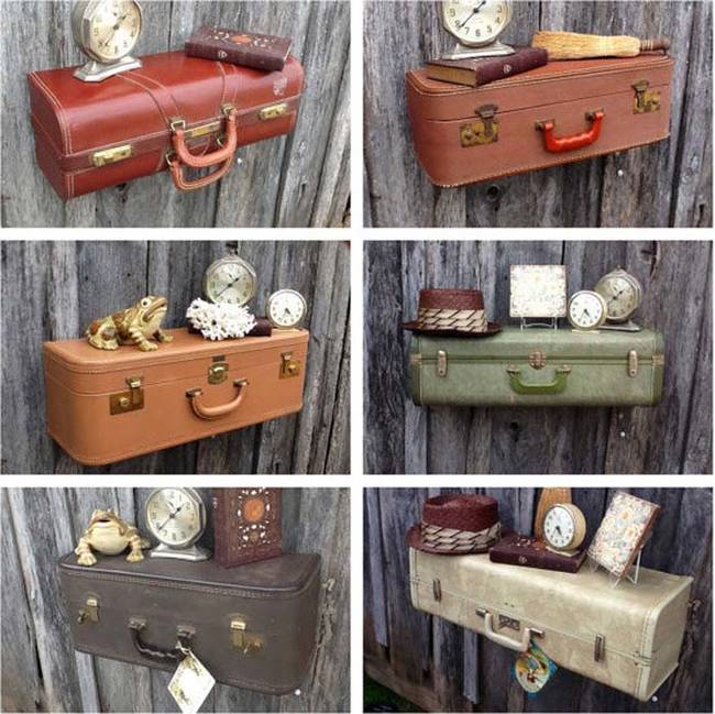 Vintage suitcase shelves are an adorable way to add vintage flair to your home.