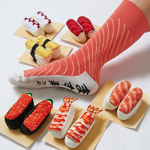 For sushi addicts the world around, you can now buy designs incorporating the most famous types of sushi: tuna, salmon, shrimp, Japanese omelette, octopus and fish eggs.