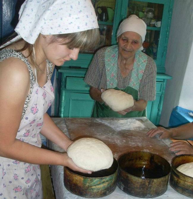 Baking bread.