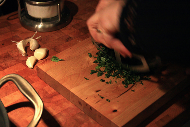 5.) Add a pinch of salt to your cutting board when slicing up herbs to keep them from sticking to your knife.