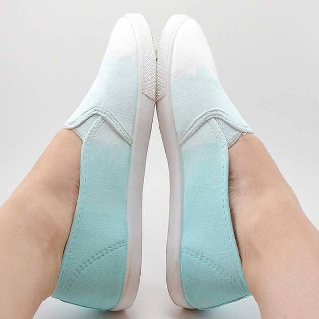 A pair of custom ombre shoes can be yours with a little bit of <a href="https://www.amazon.com/Plaid-Delta-8-Ounce-Textile-Ceramcoat/dp/B000XZTD28/ref=sr_1_1?ie=UTF8&qid=1417626684&sr=8-1&keywords=textile+medium">textile medium</a> and paint.