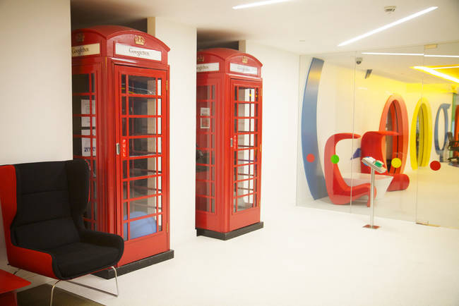 Private calling booths in Google's London office.