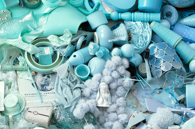 Up close, the sea of color becomes a collection of recognizable objects.