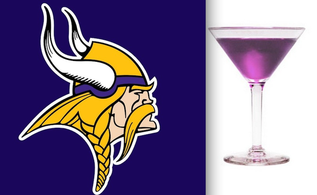 9.) The Vikings' Purple People Eater: parfait amour, gin, lemon juice.