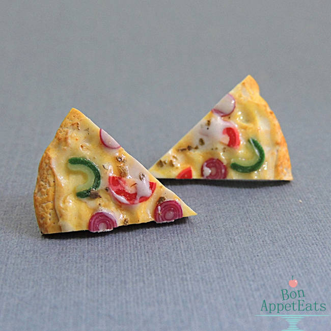 Pizza earrings