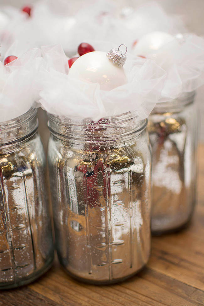 These silver mason jars from Lights for All Occasions are not only great decorations, they can also hold party favors that can be given to guests at a party.