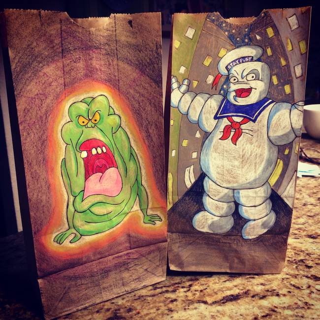 This one is classic - Slimer and the Stay Puffed Marshmallow Man.