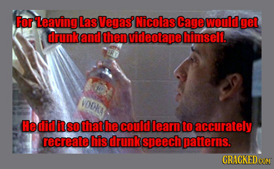 13.) Nicolas Cage, Leaving Las Vegas