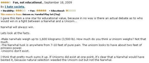 9.) A factual review of a Narwhal vs. a Unicorn play set.