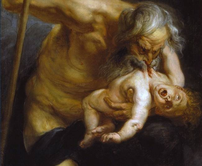 Here is the god Saturn consuming a baby. No idea why they both have to be naked.