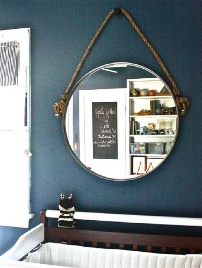 6.) Hang any boring thing with rope to make it an interesting wall piece.