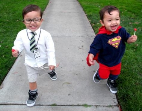 Superman and Clark Kent.