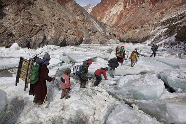 3.) Zanskar, Indian Himalayas - Just hiking to school through the Himalayas. No big deal.