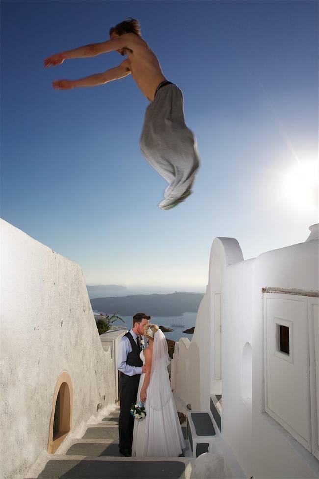 Contestants in Red Bull's parkour competition leaped over their heads while they captured their wedded bliss.