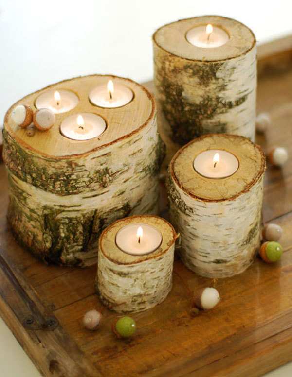 3) Real Log Candleholders: <a href="https://www.marthastewart.com/920872/how-make-natural-wood-candle-holders">Full Instructions</a>.