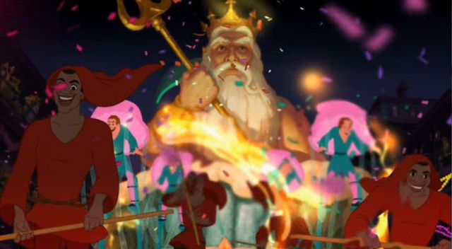 The Princess and the Frog - King Triton appears as the Mardi Gras float.